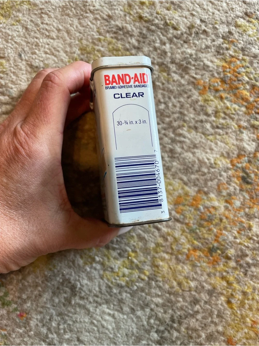 Vintage 1992 Band Aid Clear Strip Metal Tin Advertising can box container holder